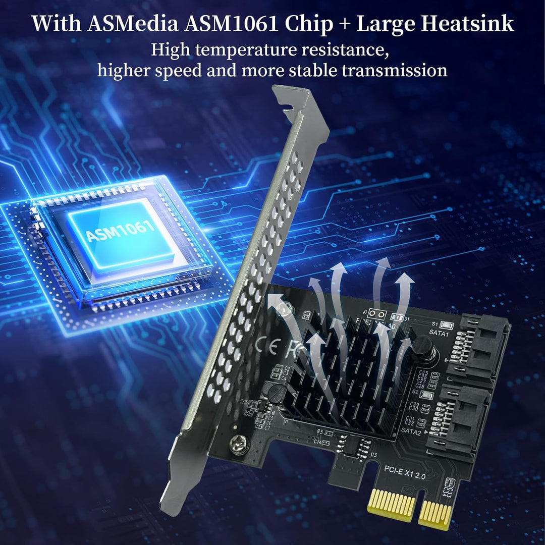PCI-E zu SATA3.0 Erweiterungskarte 2 Ports, PCIe SATA III 6Gbps Max Speed Controller Karten für PCI-