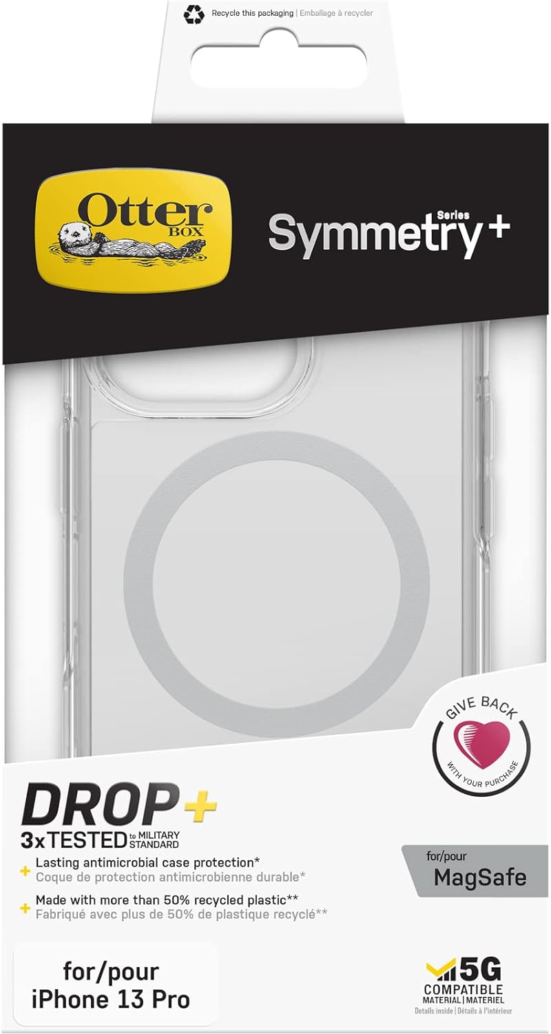 OtterBox Symmetry+ transparente Hülle für iPhone 13 Pro für MagSafe, stossfest, sturzsicher, schütze