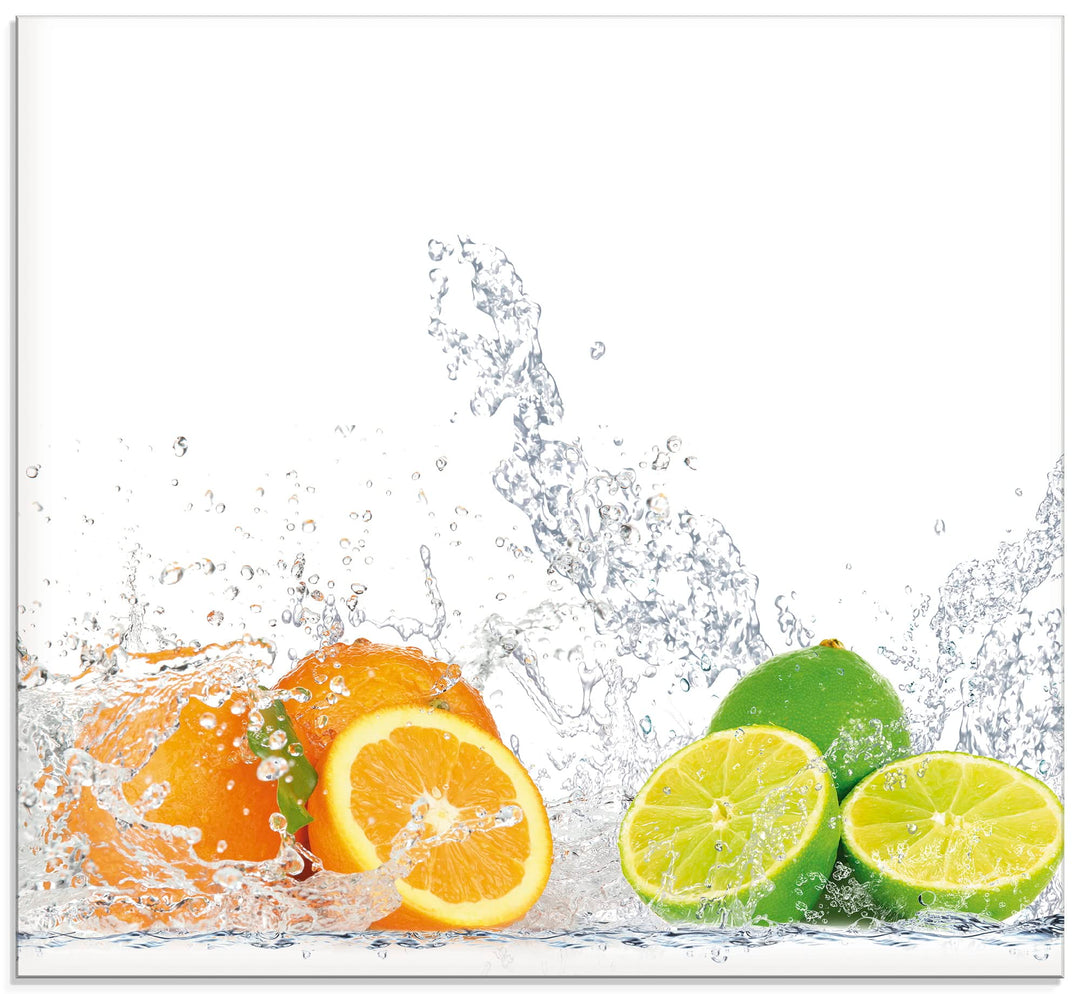 ARTland Spritzschutz Küche aus Alu für Herd Spüle 60x55 cm (BxH) Küchenrückwand mit Motiv Essen Obst