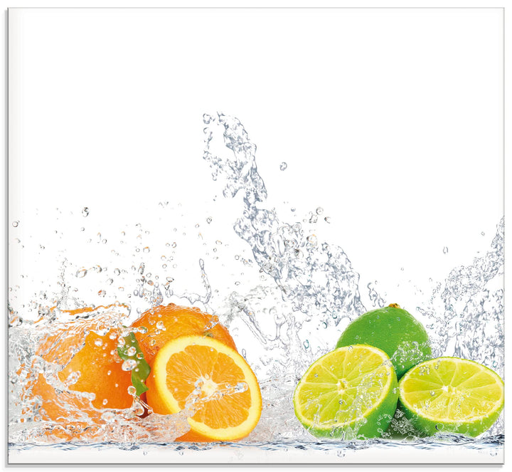 ARTland Spritzschutz Küche aus Alu für Herd Spüle 60x55 cm (BxH) Küchenrückwand mit Motiv Essen Obst
