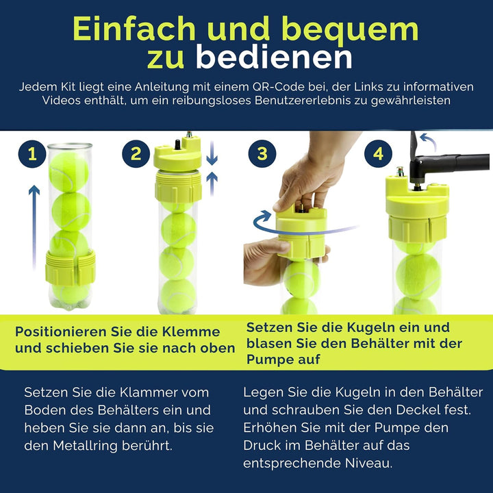BALL RESCUER - Verwandelt Padel oder Tennisballbehälter in einen 30 psi Druckluftbehaelter - Geeigne