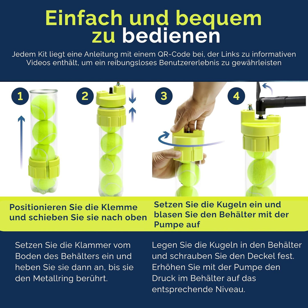 BALL RESCUER - Verwandelt Padel oder Tennisballbehälter in einen 30 psi Druckluftbehaelter - Geeigne
