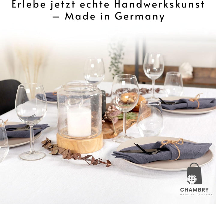 chambry 6 Premium Stoffservietten 100% Leinen Stonewashed - 40cm x 40cm - inkl. Faltanleitung als E-