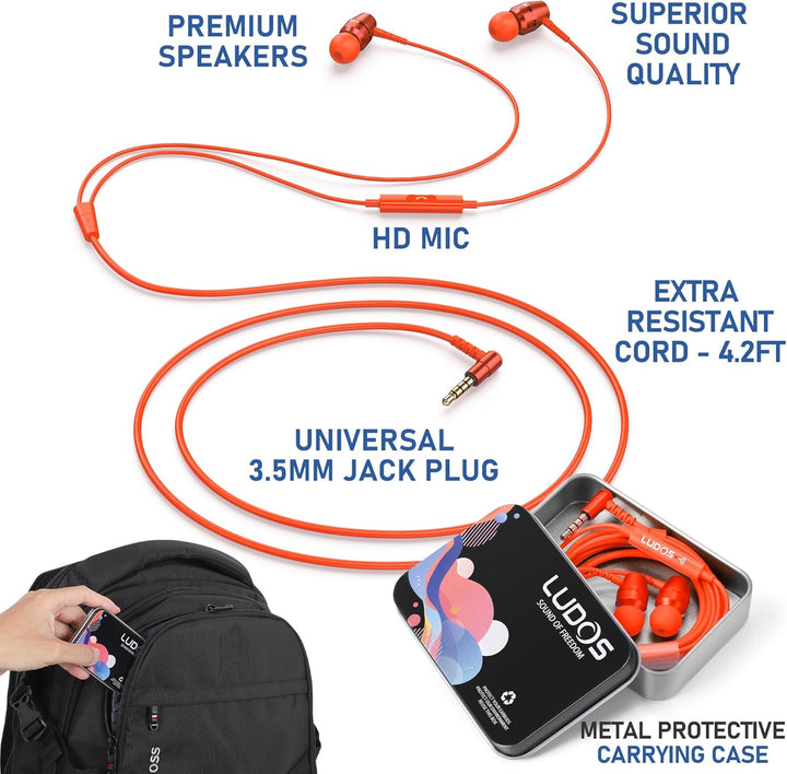 LUDOS OMNITONE Kopfhörer In Ear Kopfhörer mit Kabel und Mikrofon, 5 Jahre Garantie, In Ear Ohrhörer,