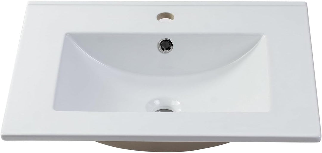 Vente-unique - Waschbecken rechteckig - 61 x 46,5 cm - Keramik - Weiss - MOTIAC
