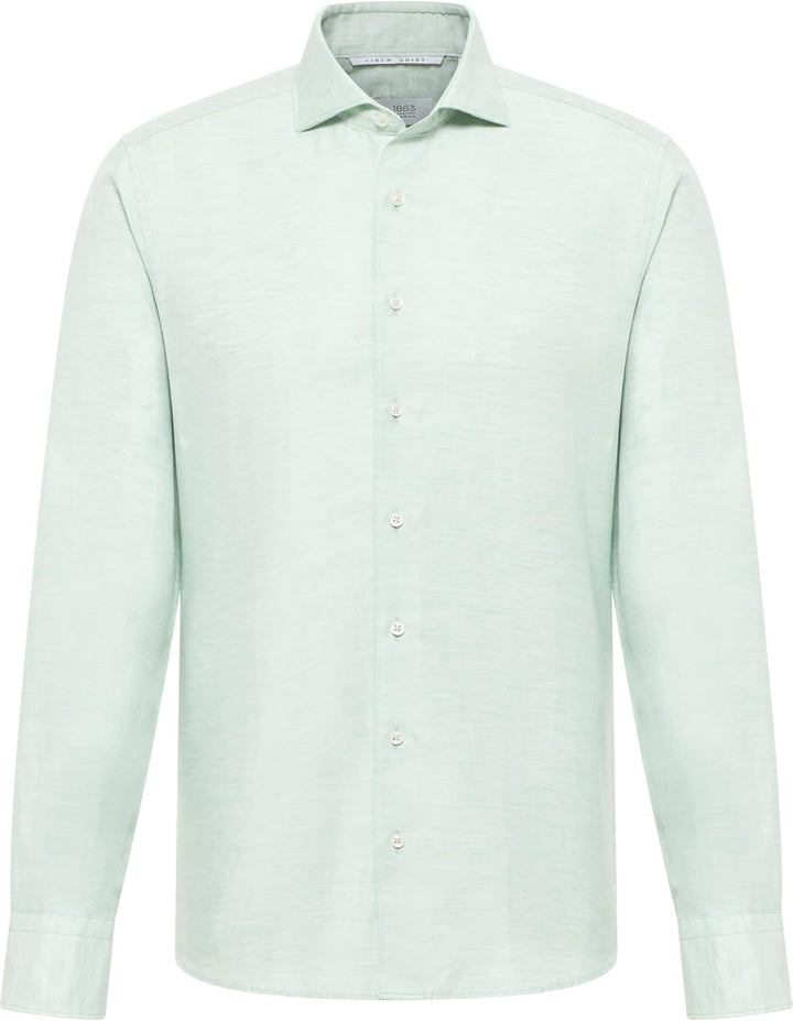 ETERNA Male Linen Shirt unifarben Slim FIT Standard 40 Kragen / 67 Ärmel Lime, Standard 40 Kragen /