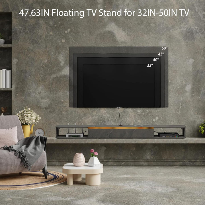 Pmnianhua TV Lowboard Hängend, TV Schrank Hängend, Wand befestigter schwimmender TV-Ständer Unterhal