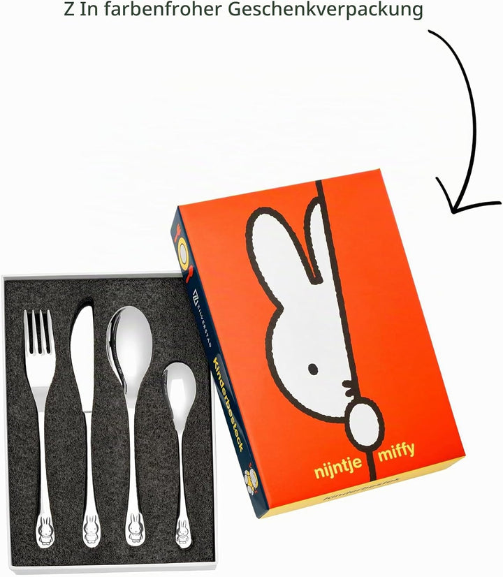Kinderbesteck MF2940 miffy 4-tlg 18/10 Edelstahl 16/17/16/13,cm ,