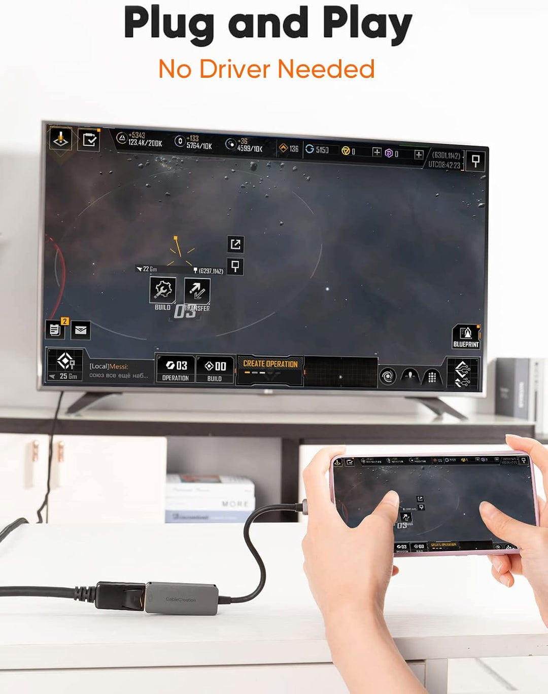 CableCreation USB C DisplayPort Adapter 4K@60Hz, Thunderbolt 3 auf DisplayPort Konverter Kompatibel
