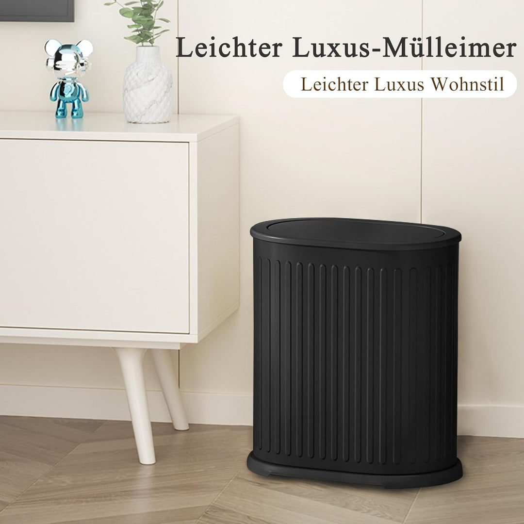 6 L schlanker Mülleimer mit Deckel, kleiner Büroabfalleimer, schmaler Mülleimer mit Innenfass, Druck
