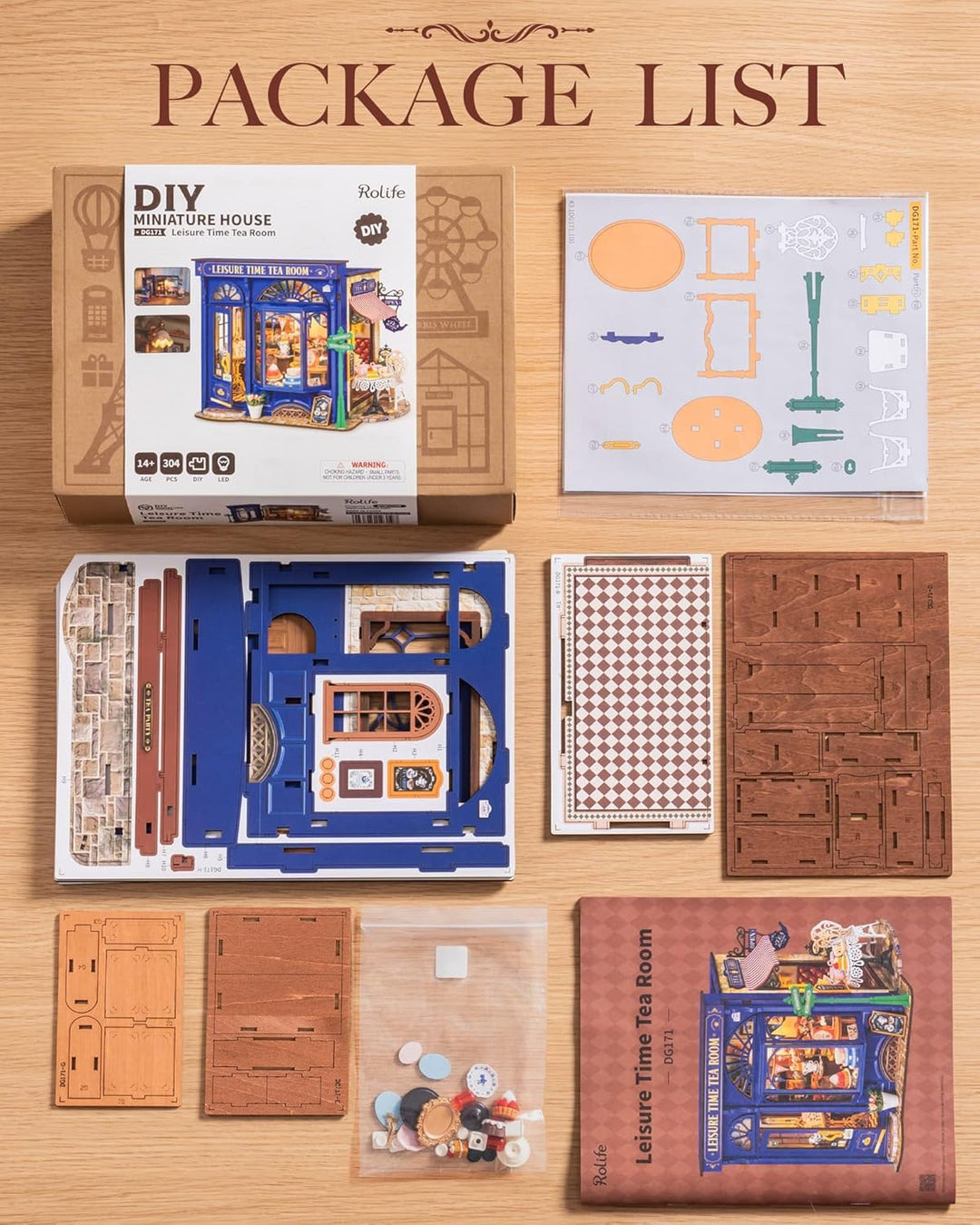 Rolife Puppenhaus Freizeit Teezimmer DIY Miniatur Haus Kit Mit Lichtern Puppenhaus Kits Freizeit Tee