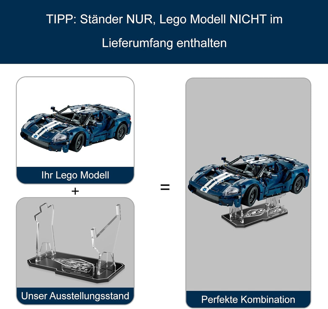 cooldac Acryl Display-Ständer kompatibel mit Lego 42154 Technic Ford Gt Bausatz, klarer individuelle