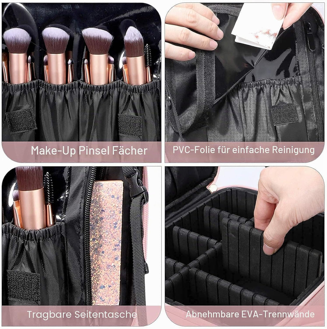 Kosmetiktasche, Kosmetikkoffer Grosse Kapazität Professionelle PU Leder Make Up Organizer Tasche was