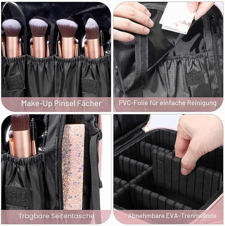 Kosmetiktasche, Kosmetikkoffer Grosse Kapazität Professionelle PU Leder Make Up Organizer Tasche was