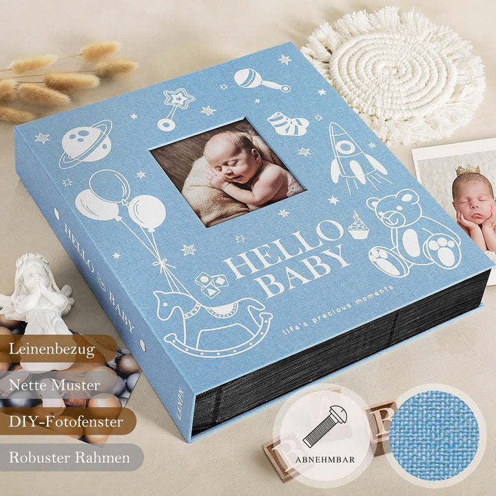 Lanpn Baby Fotoalbum 10x15 600 Fotos, Grosses Fotoalbum Einsteckalbum Babyalbum, Leinen Einstecken E