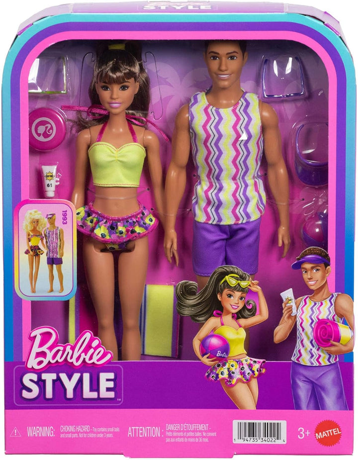 Barbie Style Modepuppen-Set, Strand-Looks und Zubehör, 65. Jubiläum Ken-Puppe, JJP05