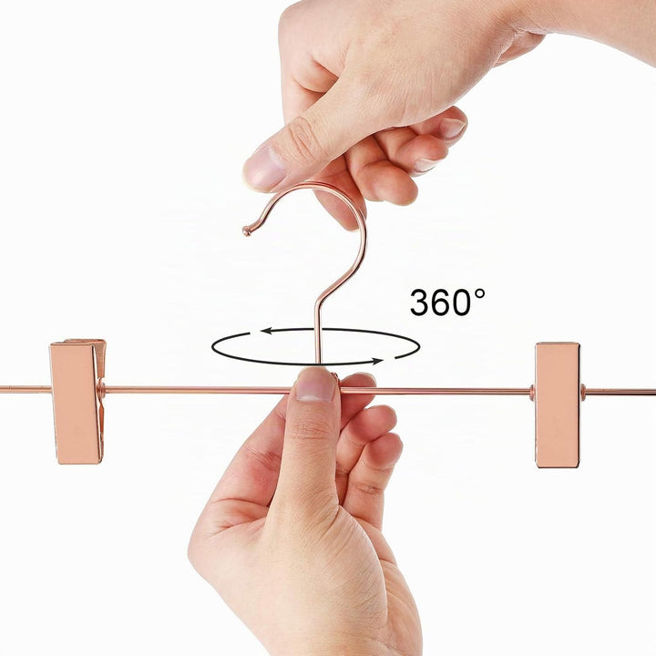 SONGMICS Hosenbügel aus Metall, 10 Stück, Kleiderbügel, 31 cm, mit 2 rutschfesten Clips, für Röcke,