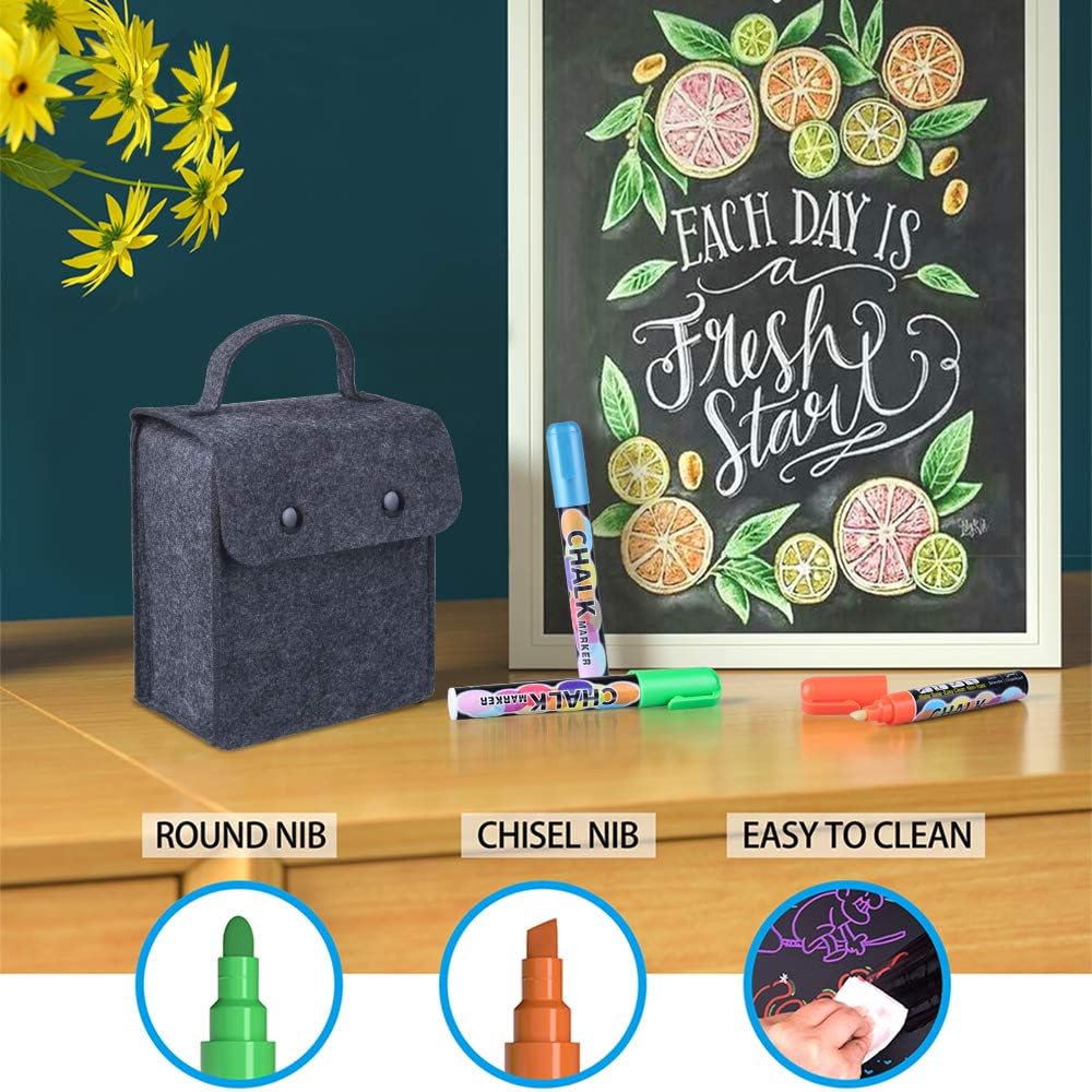 SUPERSUN 28 Kreidestifte für Tafel Abwaschbar & Kinder Kreidemarker Fenster 6mm mit Reversible Spitz