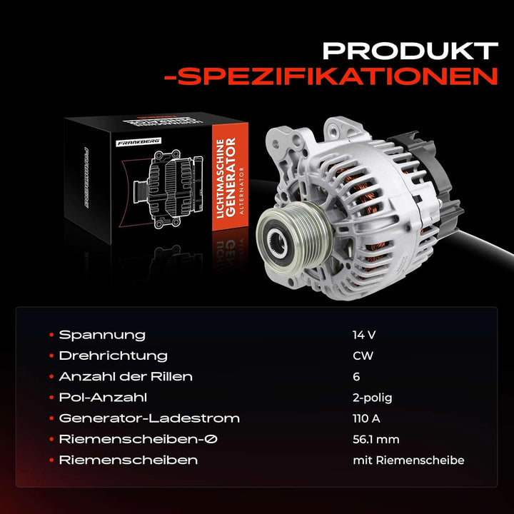 Frankberg Lichtmaschine Generator Kompatibel mit A1 2010-2015 A3 2003-2013 Altea 2004-Heute Leon 200
