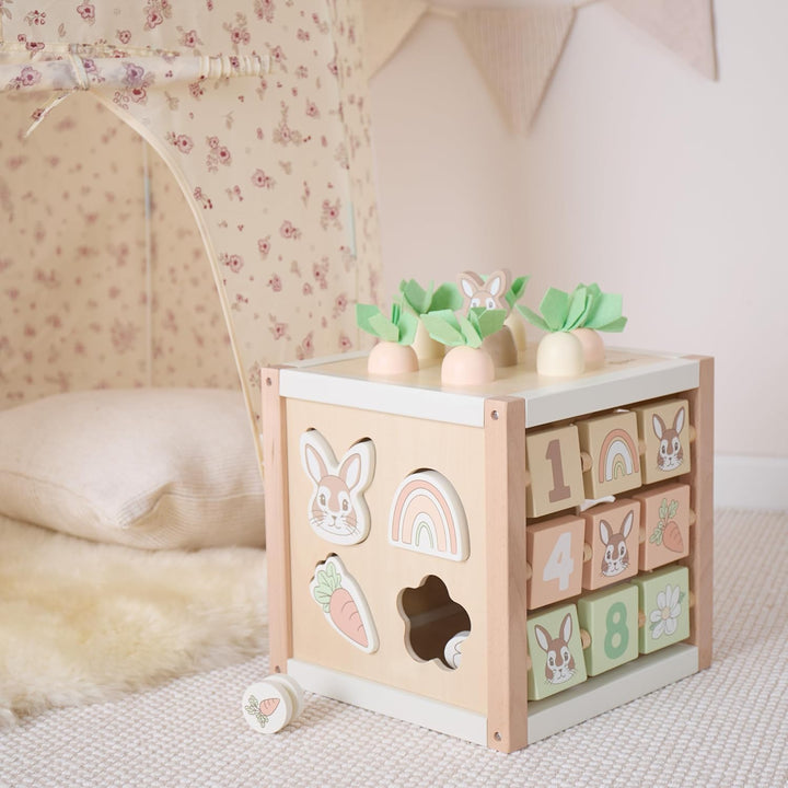 Bieco Motorikwürfel Hase Fine XXL nachhaltiges Holz FSC® | Spielwürfel Baby | Motorikwürfel ab 1 Jah