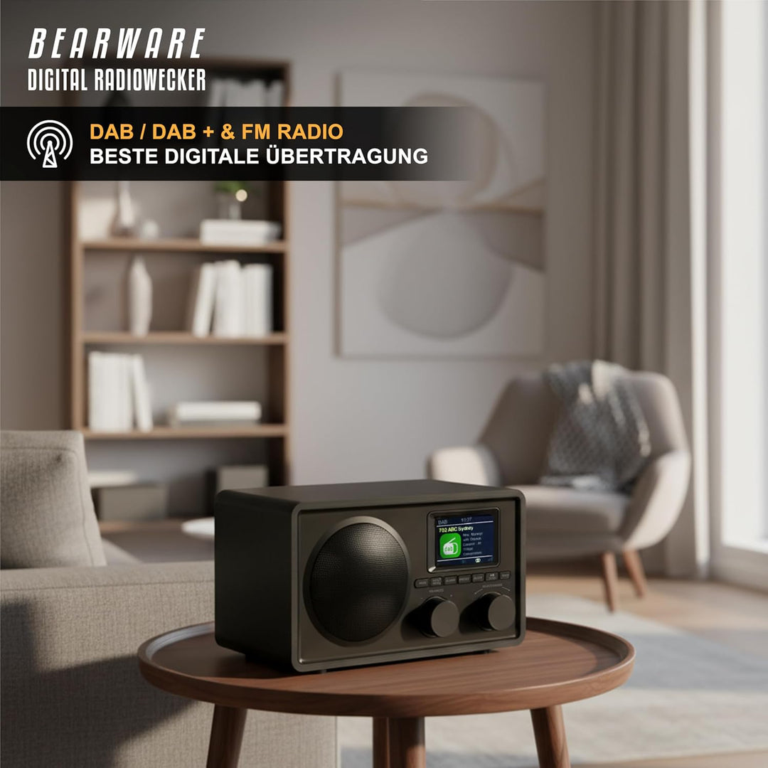 CSL - DAB+ Radio mit TFT Display - Bluetooth DAB Plus Radiowecker – DAB DAB+ FM-Radio – 40 Speicherp
