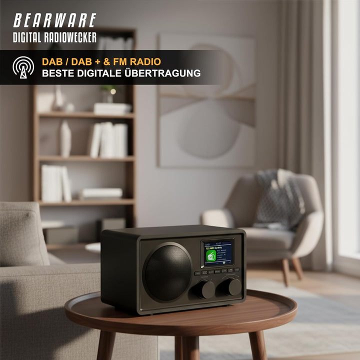 CSL - DAB+ Radio mit TFT Display - Bluetooth DAB Plus Radiowecker – DAB DAB+ FM-Radio – 40 Speicherp