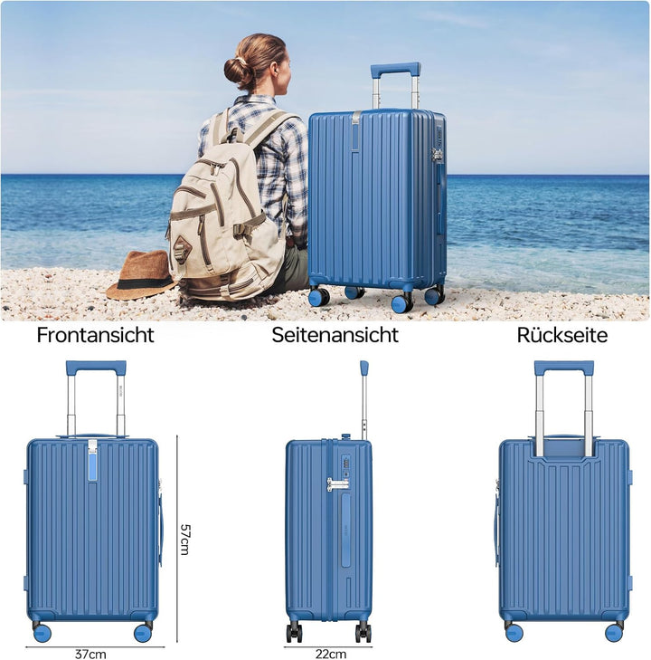 MGOB Koffer Handgepäck Hartschalen in Polycarbonat Reisekoffer mit 4 Rollen und Haken | 55x37x22cm |