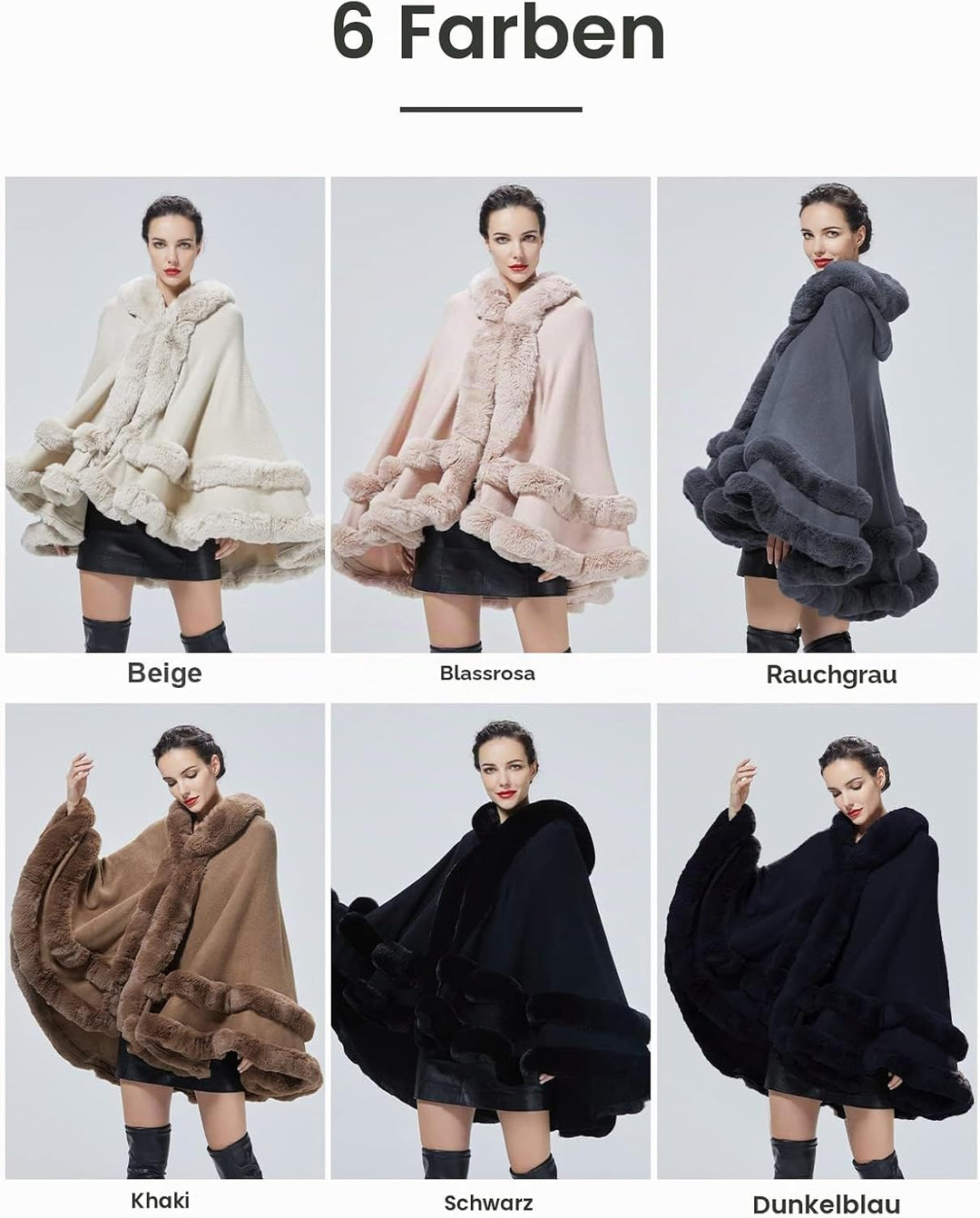 BEAUTELICATE Kunstpelz Umhang Poncho Damen Stola Braut Cape Mit Kapuze Für Winter Hochzeit Abend Par