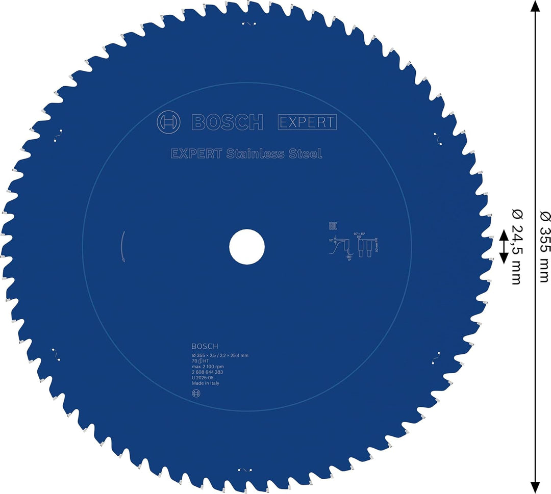 Bosch Professional Kreissägeblatt Expert for Stainless Steel (Edelstahl, 355 x 25,4 x 2,5 mm, 70 Zäh