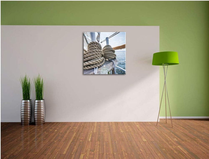 Pixxprint Tau auf einem Schiff 70x70cm Leinwandbild Wandbild Kunstdruck, 70x70