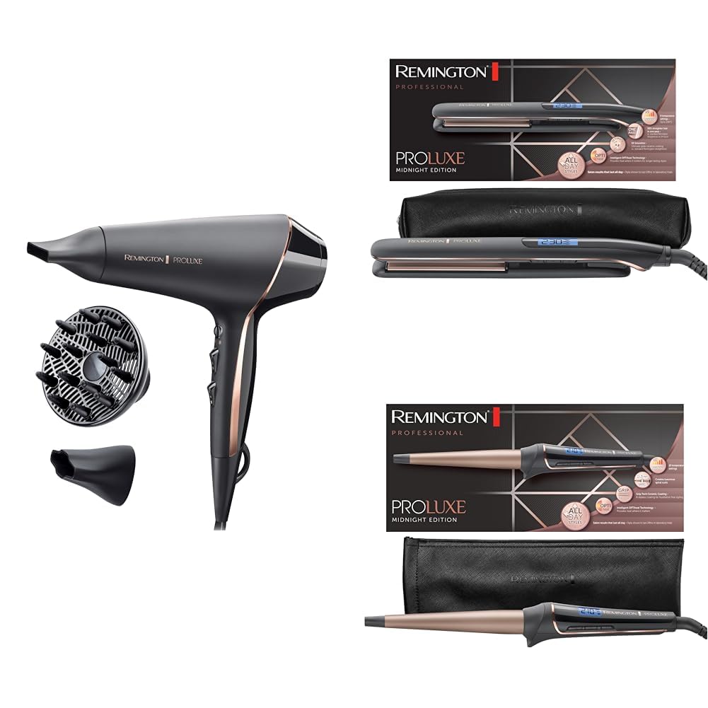 Remington Haarstylingset ProLuxe Midnight Black (OPTIheat-Technologie für schonendes Styling): Haart