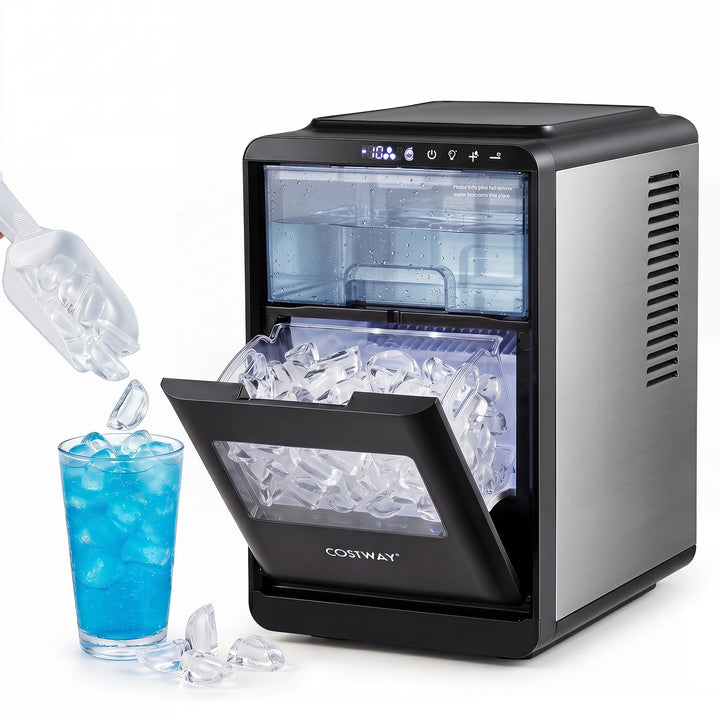COSTWAY Eiswürfelmaschine für klare Halbmond-Eiswürfel, 12 kg/Tag, | 16 Stück in 15 Min, Eismaschine