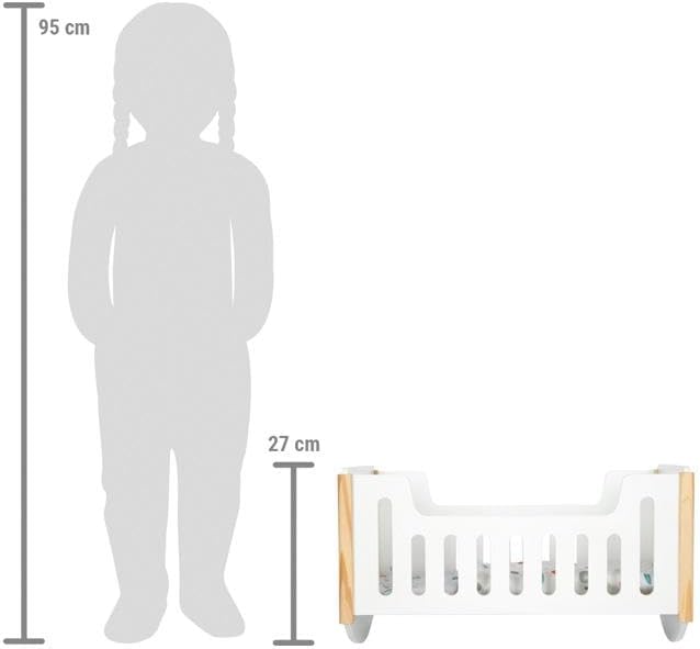 Small Foot Puppenwiege aus Holz mit Bettwäsche – skandinavisches Puppenbett „Little Button“ – für Pu