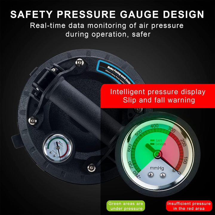 2 Pack 8" Glasheber Saugheber mit Manometer Vakuum Saugheber,Starker Saugnapf-Geeignet für schweres