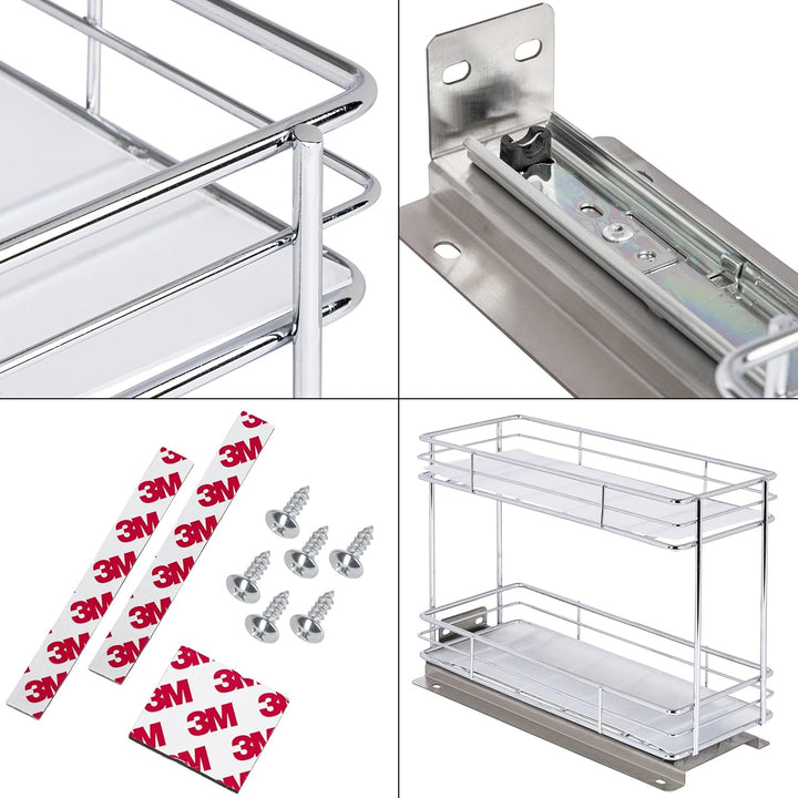 ONVAYA® Gewürzregal ausziehbar | Doppelkorb | Gewürzständer aus Edelstahl | Schrankeinsatz für die K