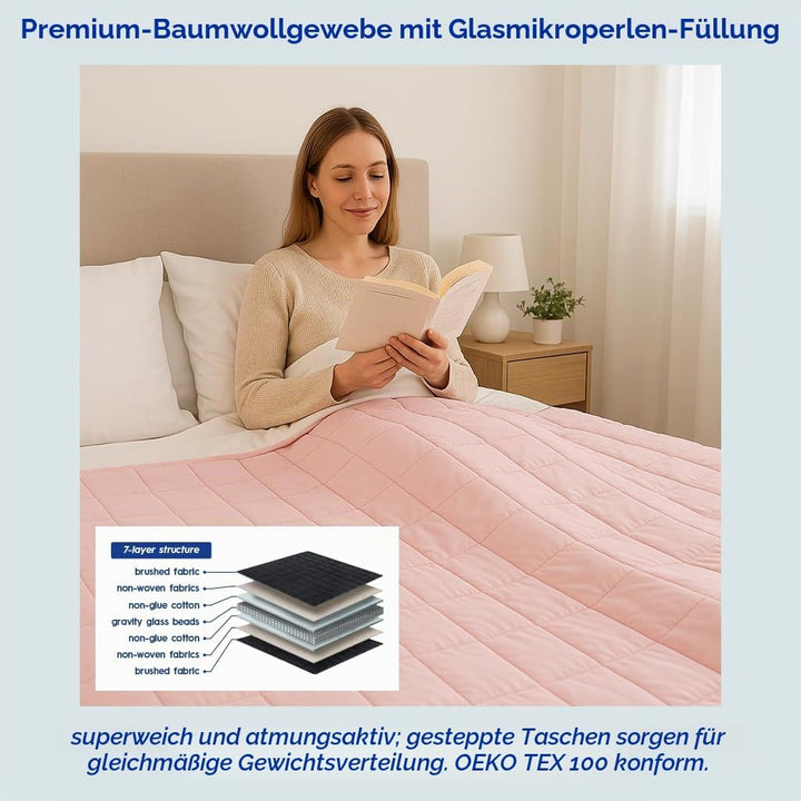 Harbour Housewares Gewichtsdecke mit Aufbewahrungstasche - 125 x 150cm - 4kg - Rosa - 1x Schwer Erwa
