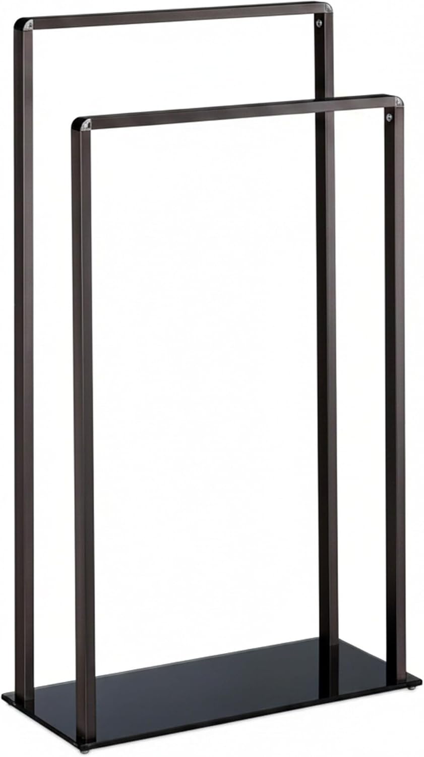 Relaxdays Handtuchständer, Bronze-schwarz freistehend, 2 Stangen, modern, Metall, Handtuchhalter, Hx