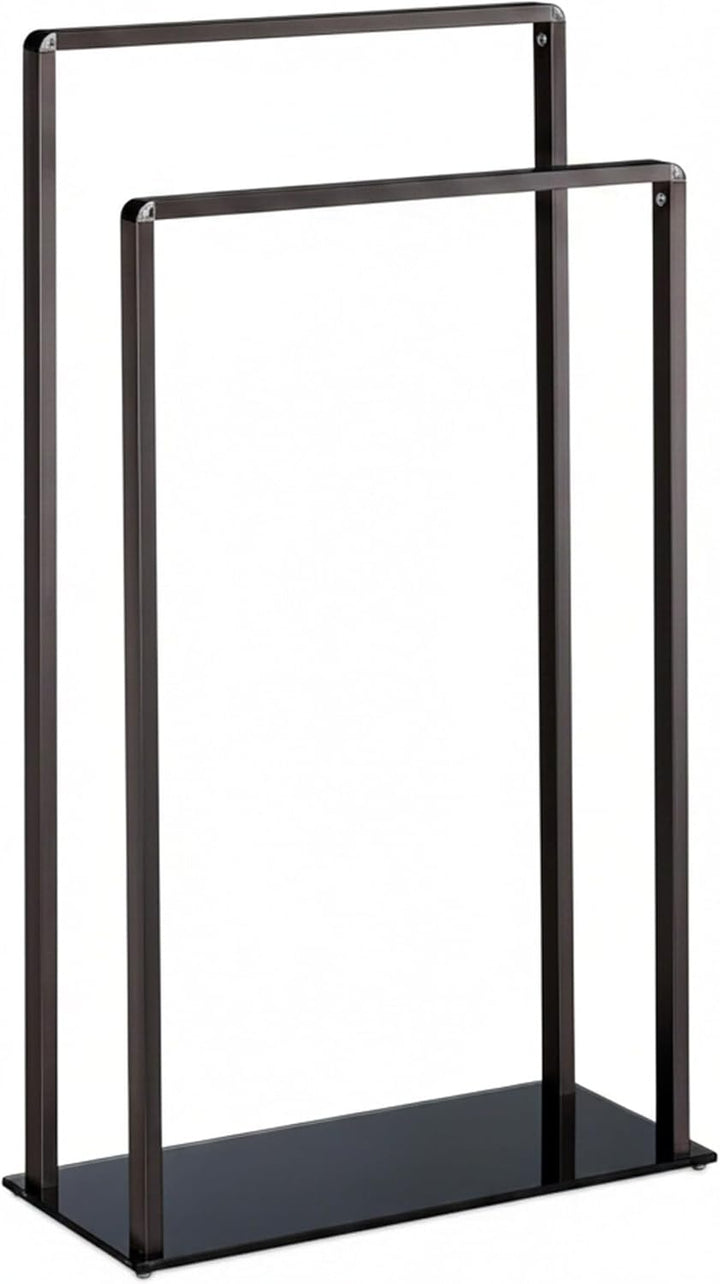 Relaxdays Handtuchständer, Bronze-schwarz freistehend, 2 Stangen, modern, Metall, Handtuchhalter, Hx