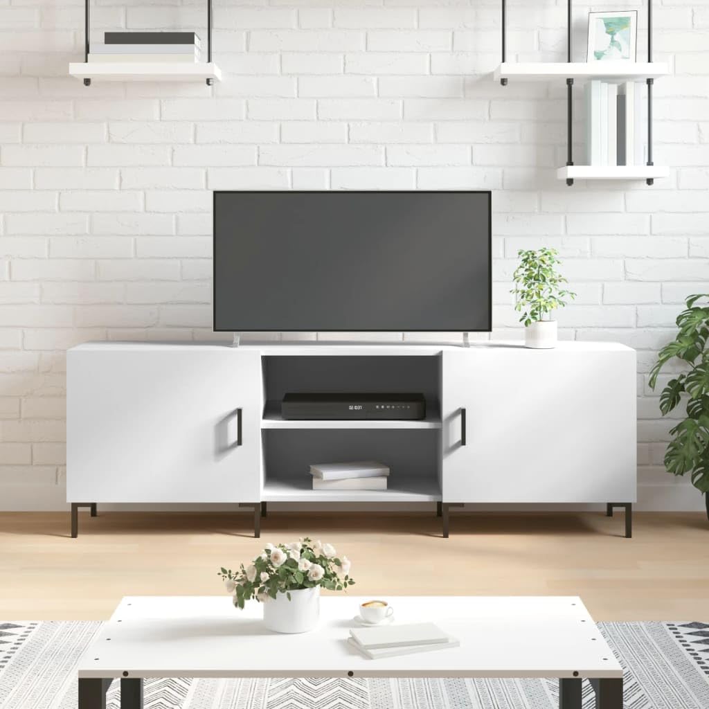 TV-Schrank, weiss, 150 x 30 x 50 cm, Holz, mehrschichtig, Eisen, TV-Schrank, TV-Konsole, Unterschran