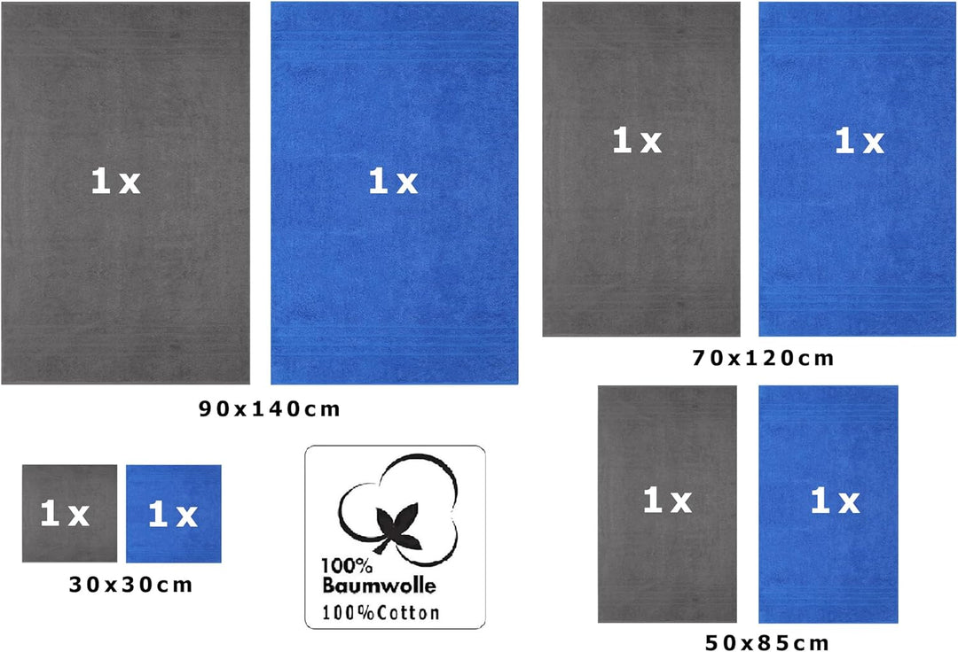 Betz 8er Set Handtücher Handtuch Deluxe 100% Baumwolle 2 Badetücher 2 Duschtücher 2 Handtücher 2 Sei