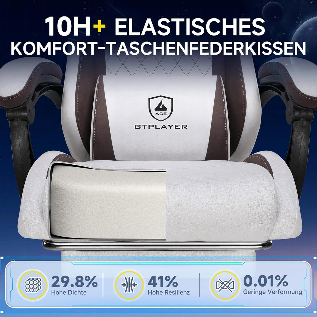 GTPLAYER Gaming Stuhl, Ergonomischer Gamer Stuhl aus Stoff mit Lendenwirbelstütze, PC-Stuhl mit verb