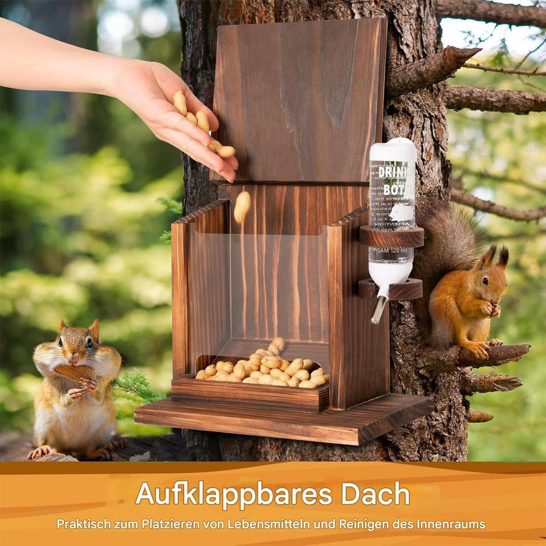 Eichhörnchen Futterhaus Für Draussen - Garten Streifenhörnchen Futterstation Mit Trinkflasche - Wand