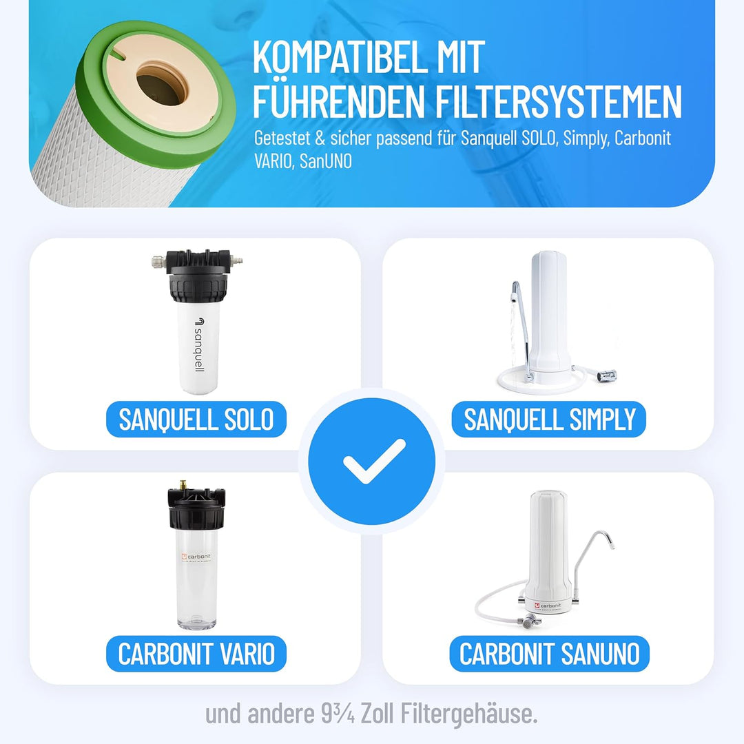 NPure Schadstoff-Wasserfilter | passend carbonit Vario, Sanuno | bis 3 Liter/Minute | gesinterte Akt