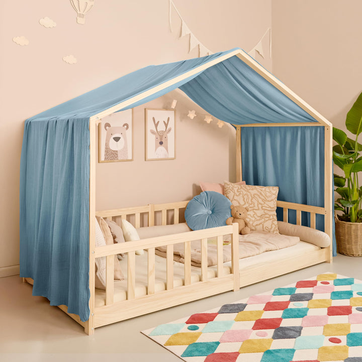 Hausbett Himmel – Aus weichem Musselin in 7 Farben – 100% Bio-Baumwolle – Traumhafte Hausbett Deko &