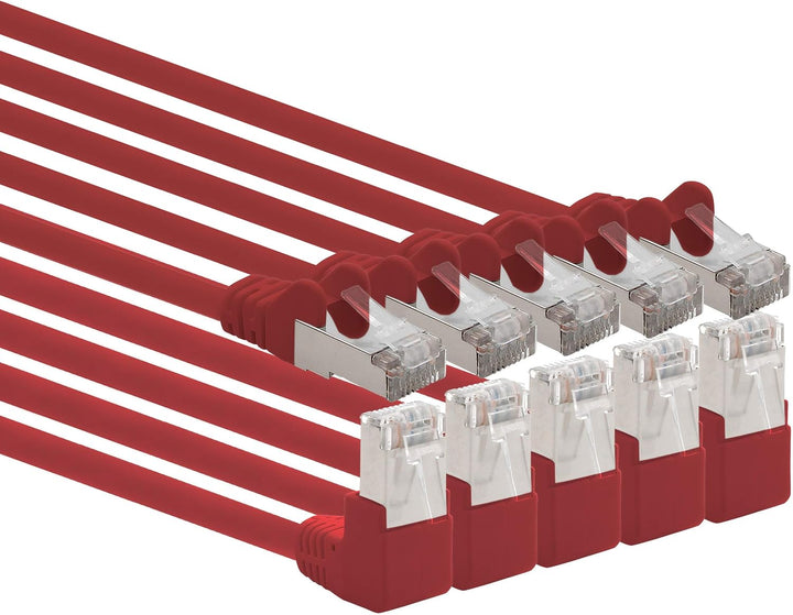 1aTTack.de 366253 Cat.6 Netzwerkkabel Winkel 90 Grad 7,5m - rot - 5 Stück - Cat6 Patchkabel (SFTP PI