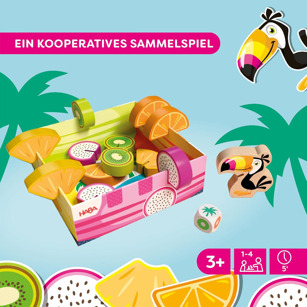 HABA Obstgarten Tropical – Tropisches Sammelspiel für Kinder ab 3 Jahren – Familienspiel rund um Frü