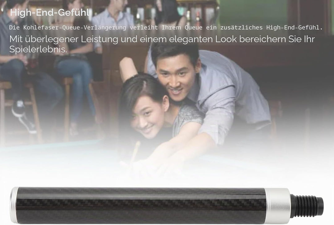 9-Zoll-Pool-Queue-Verlängerung, Kohlefaser, verbesserte Steuerung, komfortabler Touch-Billard-Queue-