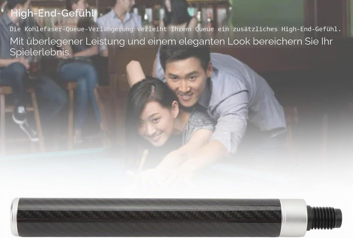 9-Zoll-Pool-Queue-Verlängerung, Kohlefaser, verbesserte Steuerung, komfortabler Touch-Billard-Queue-
