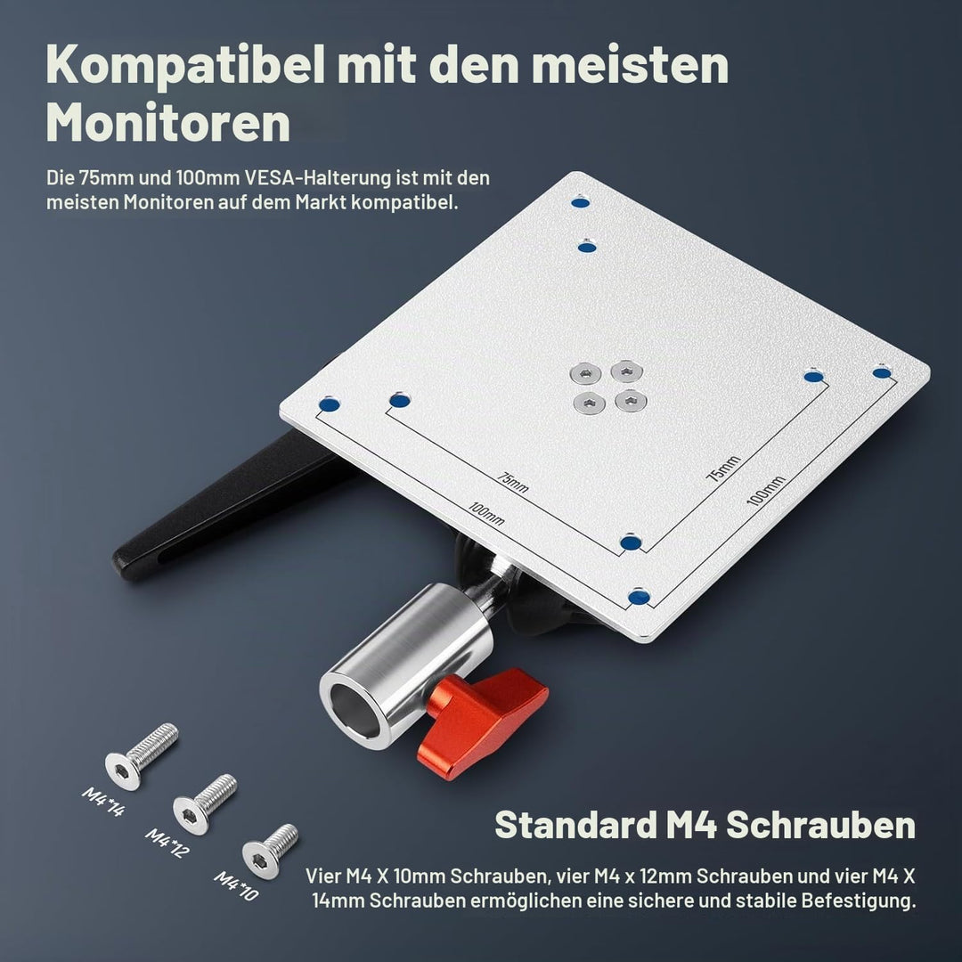 NEEWER Monitor Mount Adapter mit VESA Halterung, Aluminium Lichtstativ Adapter, Zwei 360° Kugelgelen