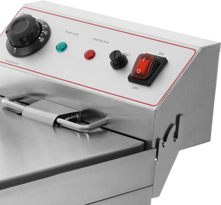 Elektrische Fritteuse 10L Fritteuse Maschine 3000W Edelstahl Gasfritteuse mit Filterkorb 60-200℃ Küc